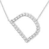 Absolute Sterling Silver Pavé Initial "D" Necklace, 18"